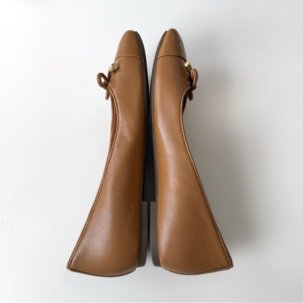 NEW Vionic Klara Camel Flats Square Toe Ballerina Flats Leather Minimal Modern - Picture 5 of 12